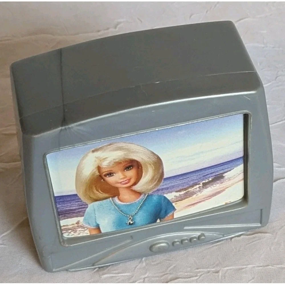 90s Barbie TV Play Doll House Television Set Miniature Toy Gray 1998 Vtg Retro